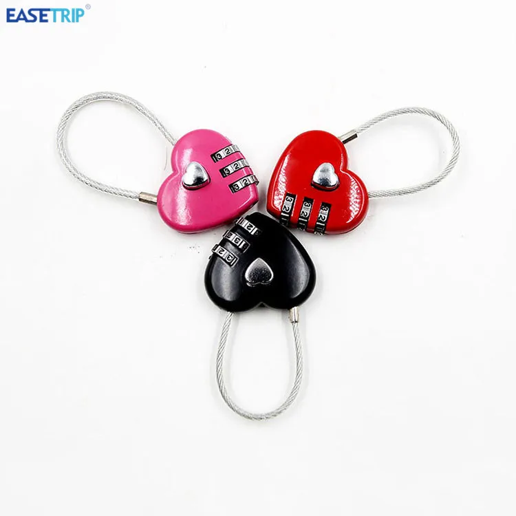 Best Travel Backpack Cable Metal Cord Password Padlock Luggage Bag Heart Shape Love Lock
