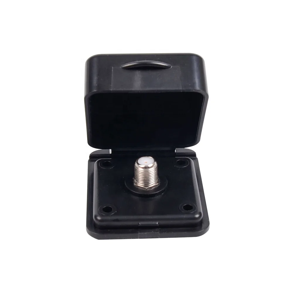 Mini TV/SAT Inlet Square with F-Type Connector, 2.3 x 2 Inch RV Cable TV Inlet Plate, Black