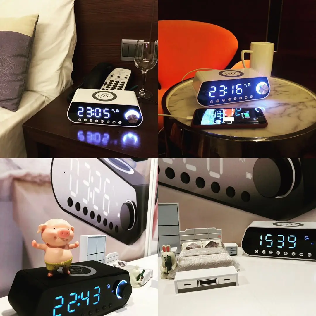 New Modern Smart Best Wireless Charging LED Alarm Table Clock 15W 3 in 1 Wireless Charger