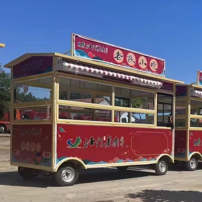 New Design Food Kiosk Mobile Car Coffee Truck Food Van Big Bakery Bus Hot Dog Ice Cream Cart Gasoline Food Truck Vintage