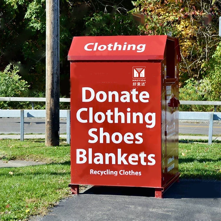 Blue Outdoor Park And Street Clothes Recycling Donation Bin Clothing Recycle Metal Recycling Metal Donation Boxes