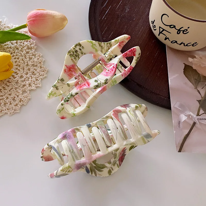 11.5cm Printed Hiar Pin Peony/ Morning glory/Camellia Large Cloud Hiar Claw