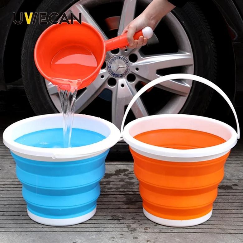 SAMMART Collapsible Plastic Bucket - Foldable Round Tub - Portable Fishing Water Pail - Space Saving Outdoor Waterpot Uvc021