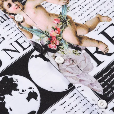 Горячая Распродажа Модные Крылья Ангела газета цифровая печать хлопковая рубашка с короткими рукавами на каждый день, для женщин и мужчин, рубашки для мальчиков