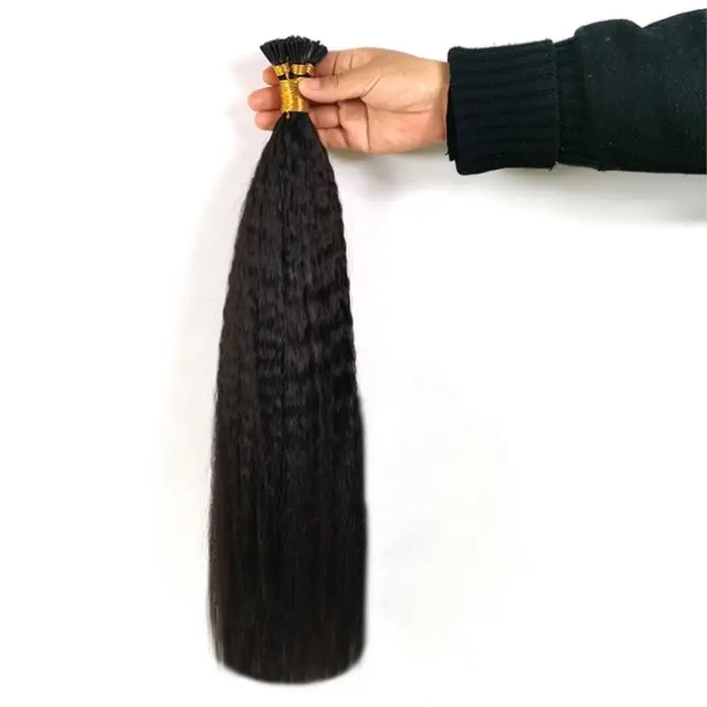 ISWEET Wholesale Kinky Straight Virgin Brazilian Hair I Tip Hair Extensions Keratin Micro Link Hair Extensions