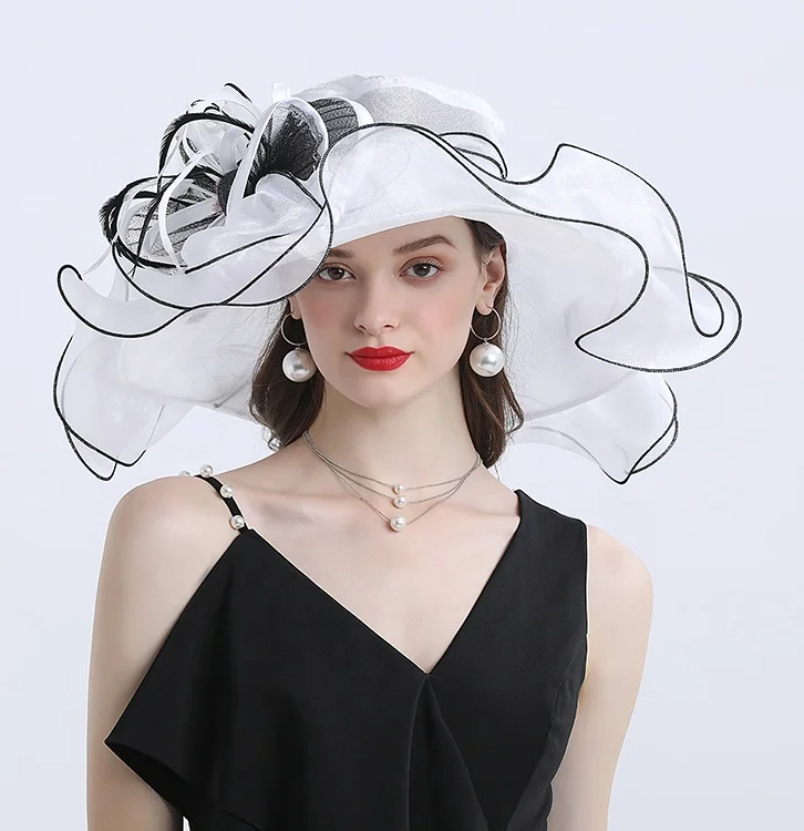 2022 Decoration new design pretty female Kentucky derby church hats organza party hats horse racing hats