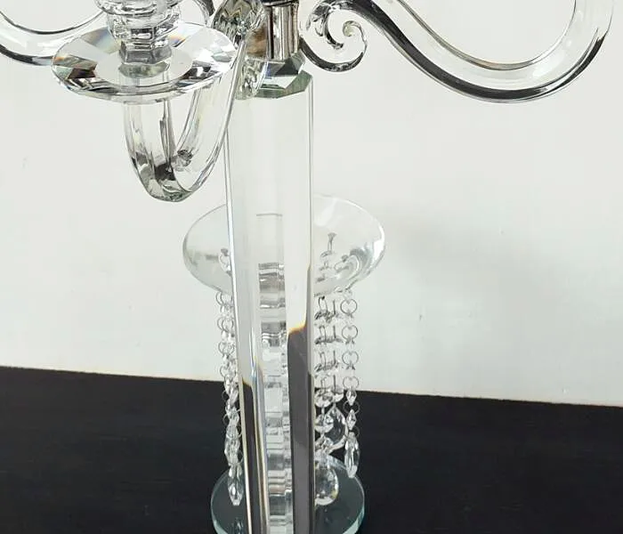 DEXI high glass tube wedding wholesale crystal 5 arm candelabra