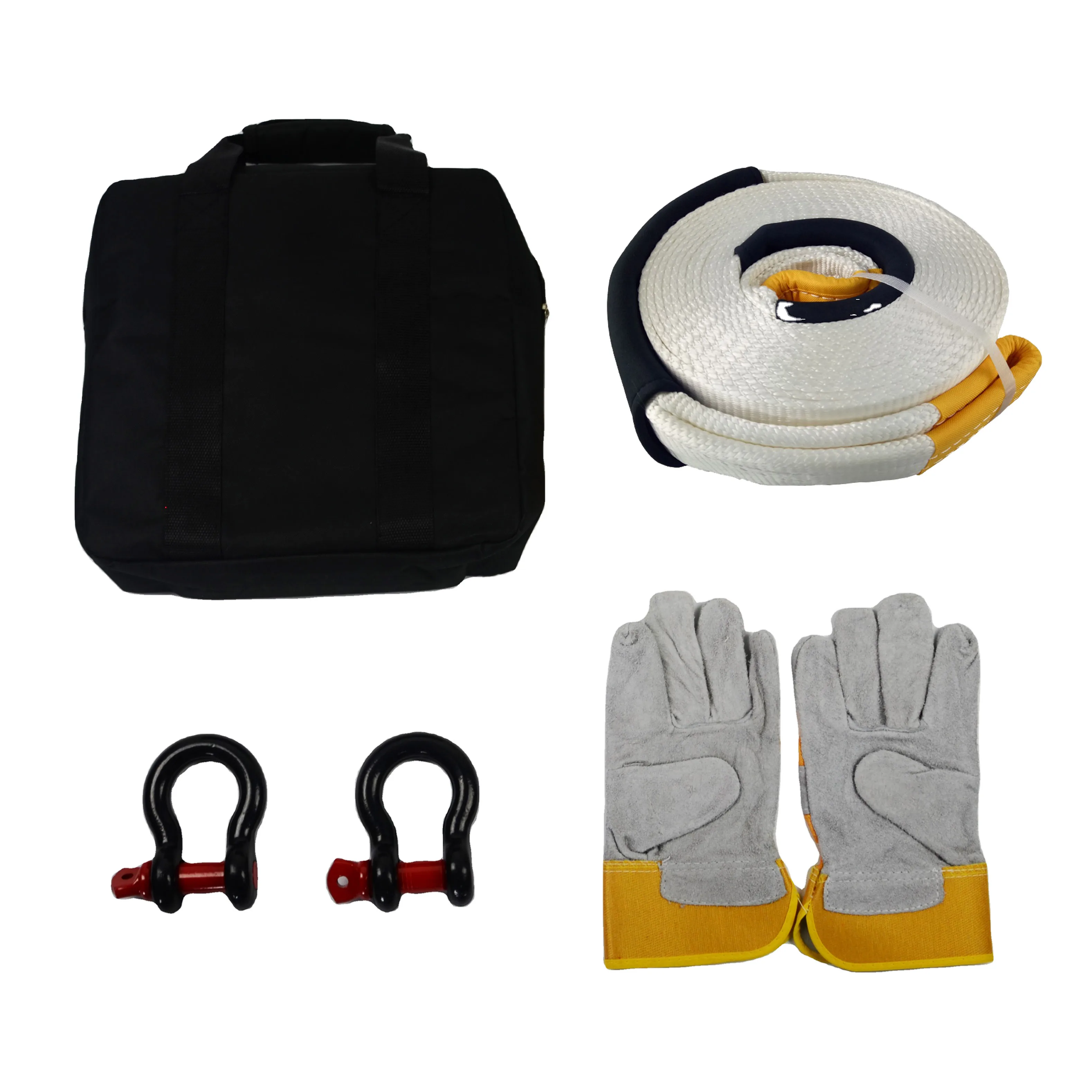 JINLI Custom OEM/ODM 3' X30ft Heavy Duty Recovery Tow Straps Kit with 36,000 lb Emergency 4WD Towing Rope 3/4 Shackles