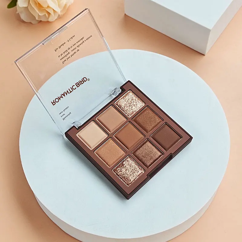 Romantic Bird Wholesale Shimmer Good Quantity Vegan Natural Earth 9 Color Professional waterproof high pigment glitter eyeshadow