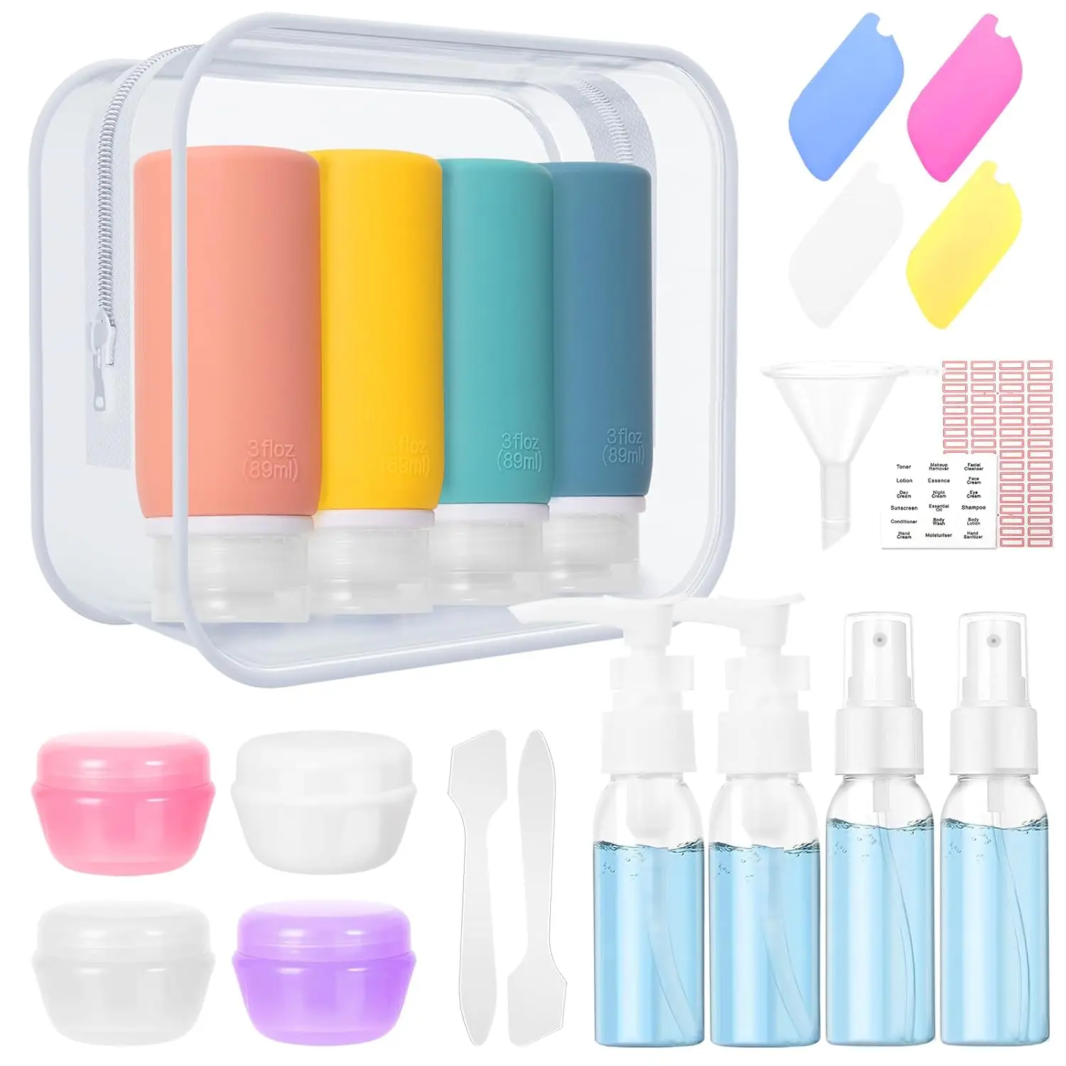 Leak Proof Silicone Travel Bottles Set, TSA Approved Containers for Toiletries Travel Size Accessories Toiletry Bag BPA Free