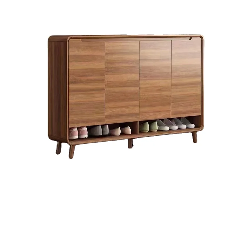 Шкаф для обуви из натурального дерева, органайзер для обуви, отдельно стоящий деревянный шкаф для хранения обуви