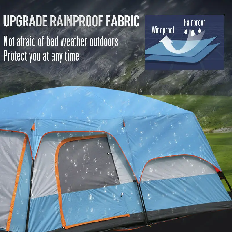 waterproof  portable  canvas outdoor camping tent with Mesh-skylight and Multi-door