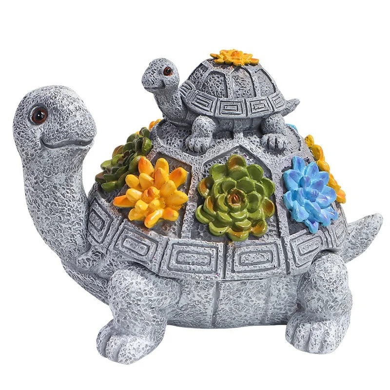 SE7 Custom Resin Crafts Office Decor Cute Parent&Child Turtles Statue Purifying Smokeless Ashtray