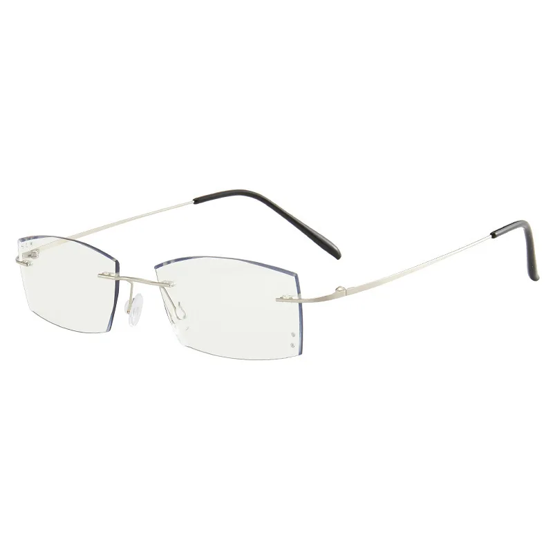 Photochromic Rimless Ultra Light Titanium Frame Anti Blue Light Blocking UV400 Protection Computer Optical Glasses