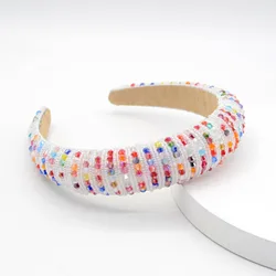 New colorful European Baroque Headband Women Luxury Bling Thick Sponge Padded Handmade  Rhinestone for Wedding Party Show
