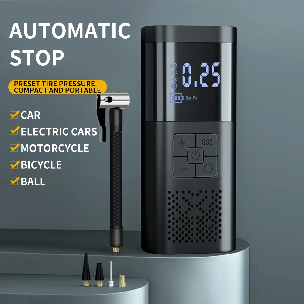 New Wireless Portable Electric Car Air Pump Rechargeable 6000Mah Digital Display Car Mini Tire Inflator