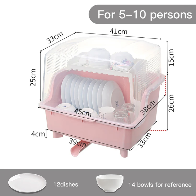 
2021 hot sell 4 tiers plate rack dish drainer drying plastic rack with cover 