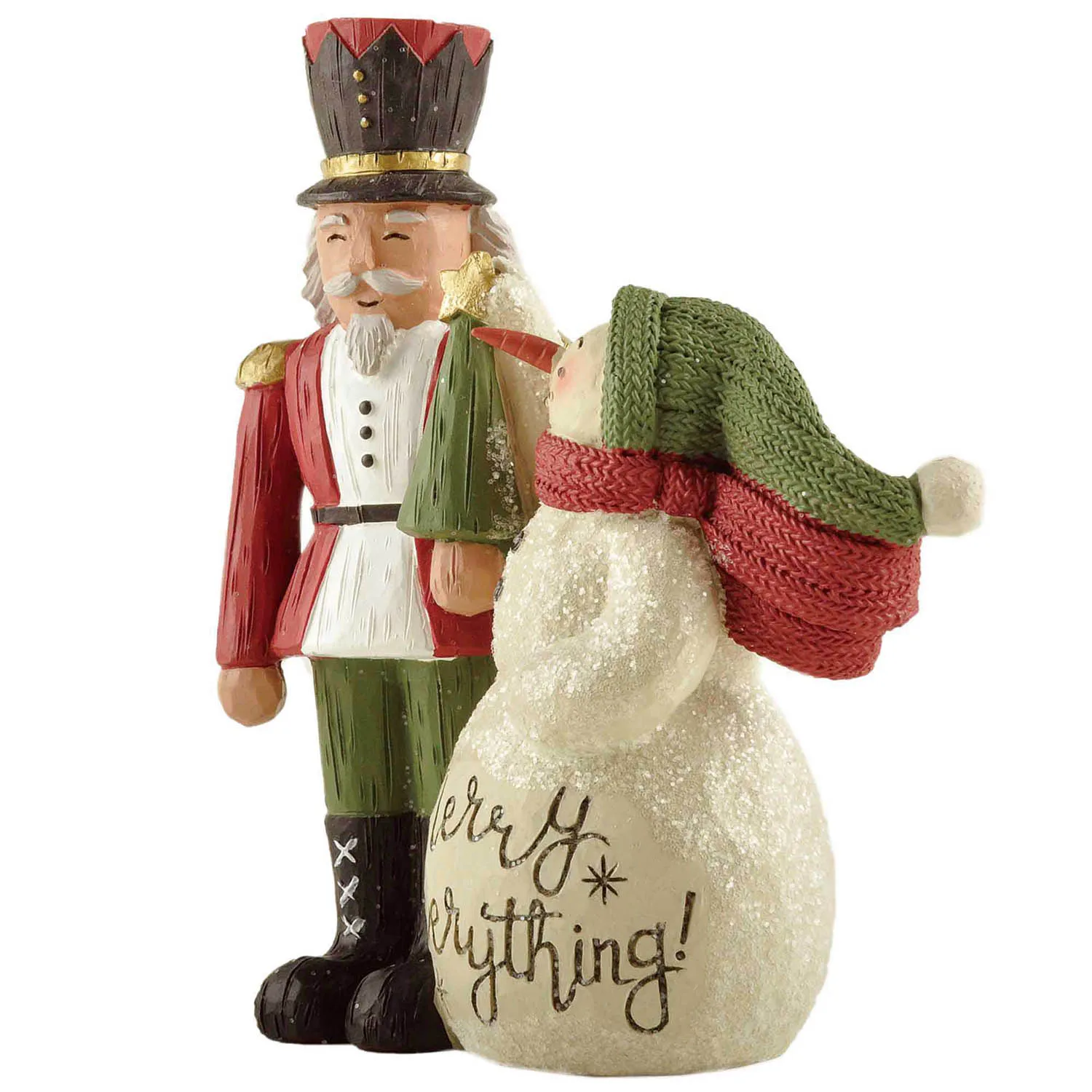 New Design Resin Snowman Crafts Cute Walnut Soldier and Snowman Figurines for Home Decor