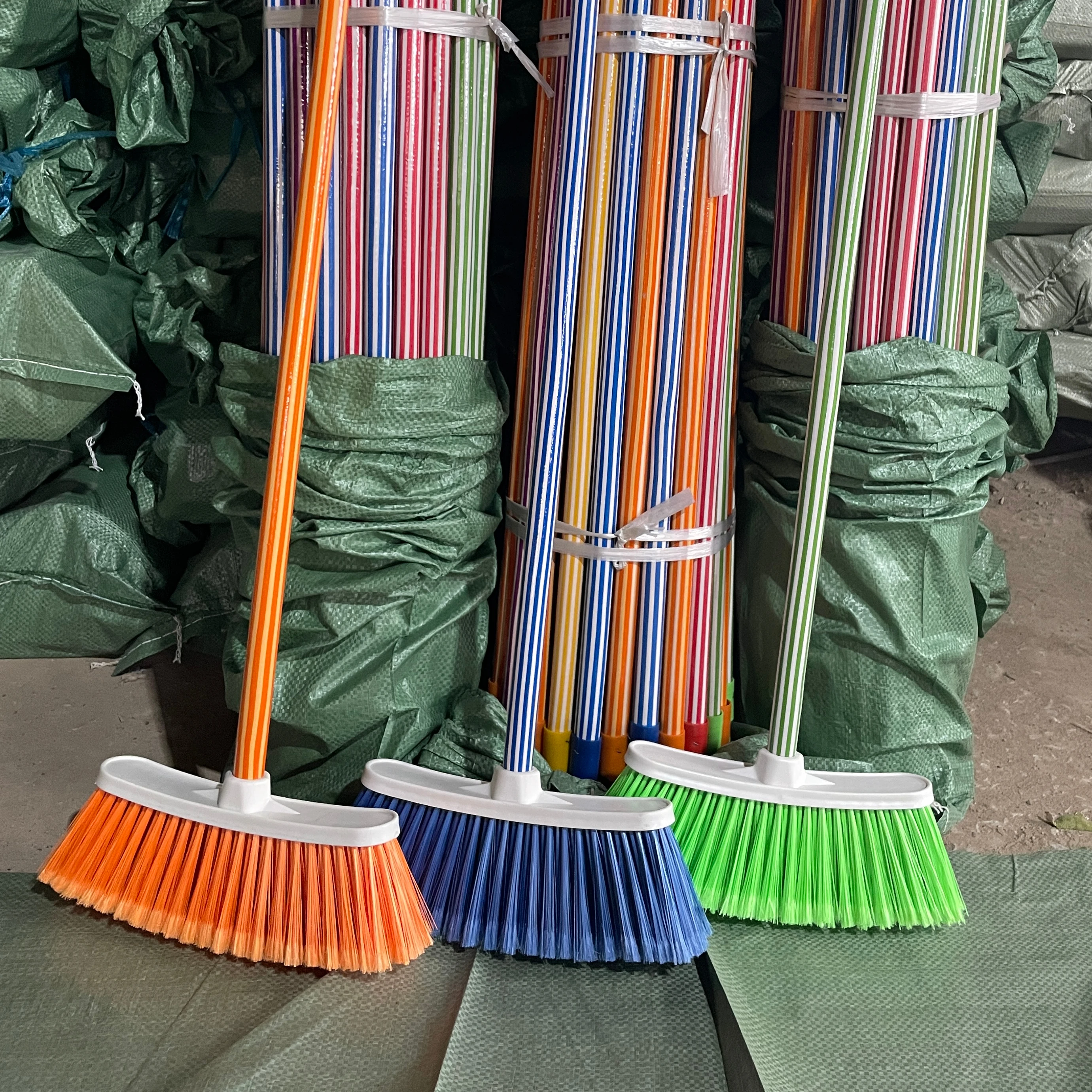 Cheap household items Home Bristle Broom Brush For Outdoor Soft bristle plastic broom and dustpan set