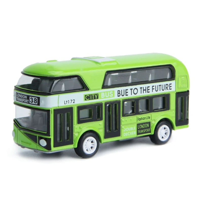 Kid Metal Diecast Cars Toys Pull back 1:43 Double London Bus Toy Gift uWJCAU 