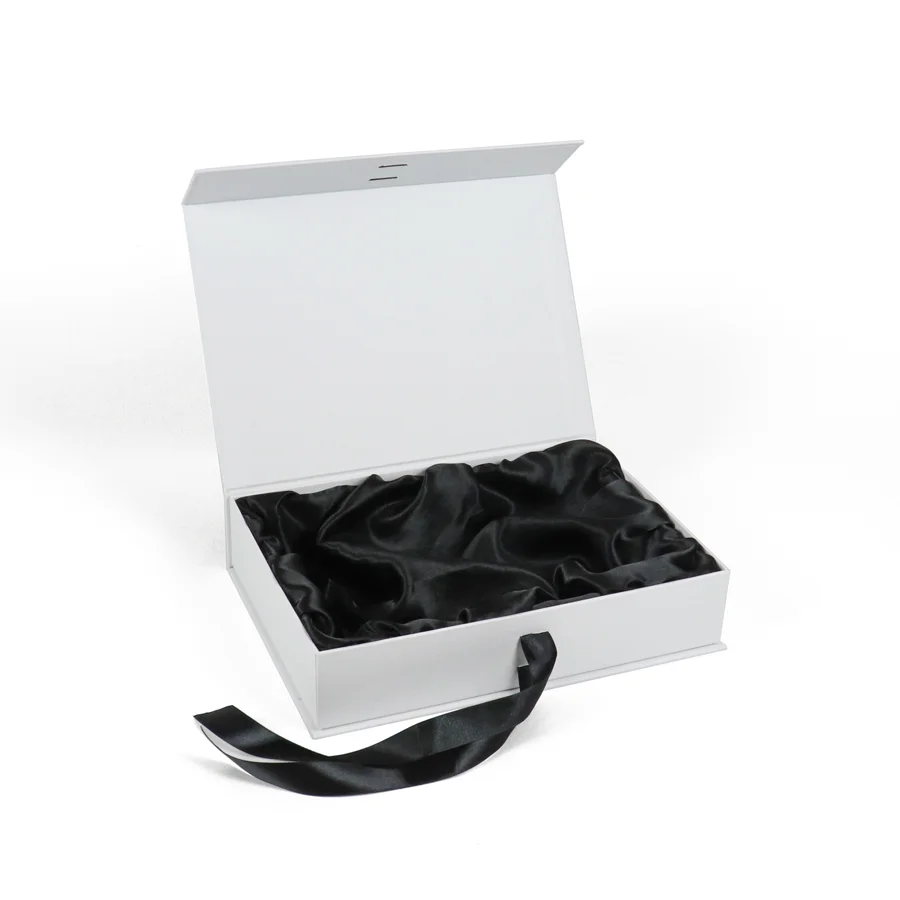 Rigid Cardboard Personalized Baby Shower Gift Box Biodegradable Clothing Magnetic Paper with Tie Bow Ribbon Satin Insert