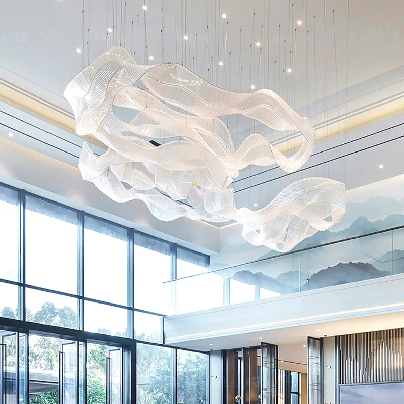 Hotel Art Chandelier Luxury Crystal Chandeliers for Hotel Lobby Foyer Stair LED Light Modern Crystal Ceiling Pendant Chandelier