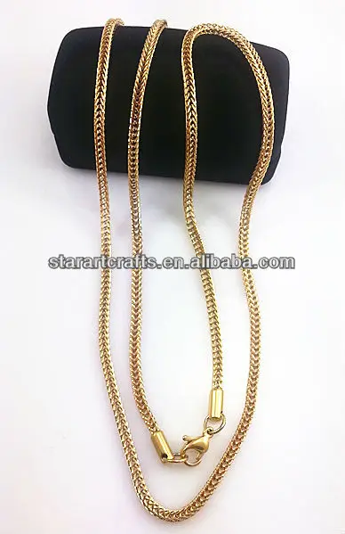 Hip hop franco box chain Italy solid stainless steel with real 18k yellow gold plated anti-sizes necklaces suppliers