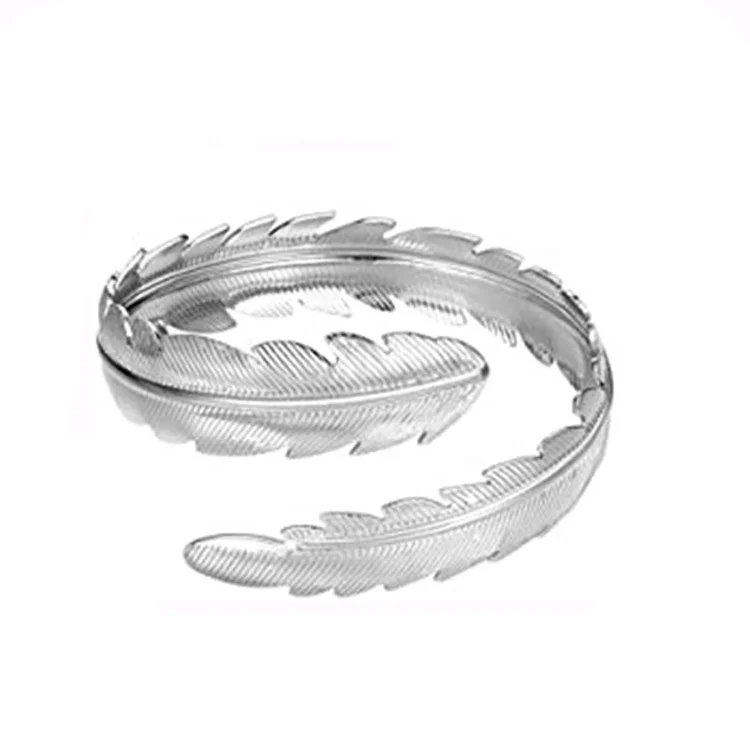 Popular Open Stacked Gold Leaf Bracelet Multi Layer Spiral Line Bracelet Adjustable Geometric C Shaped Bracelet for Women Men