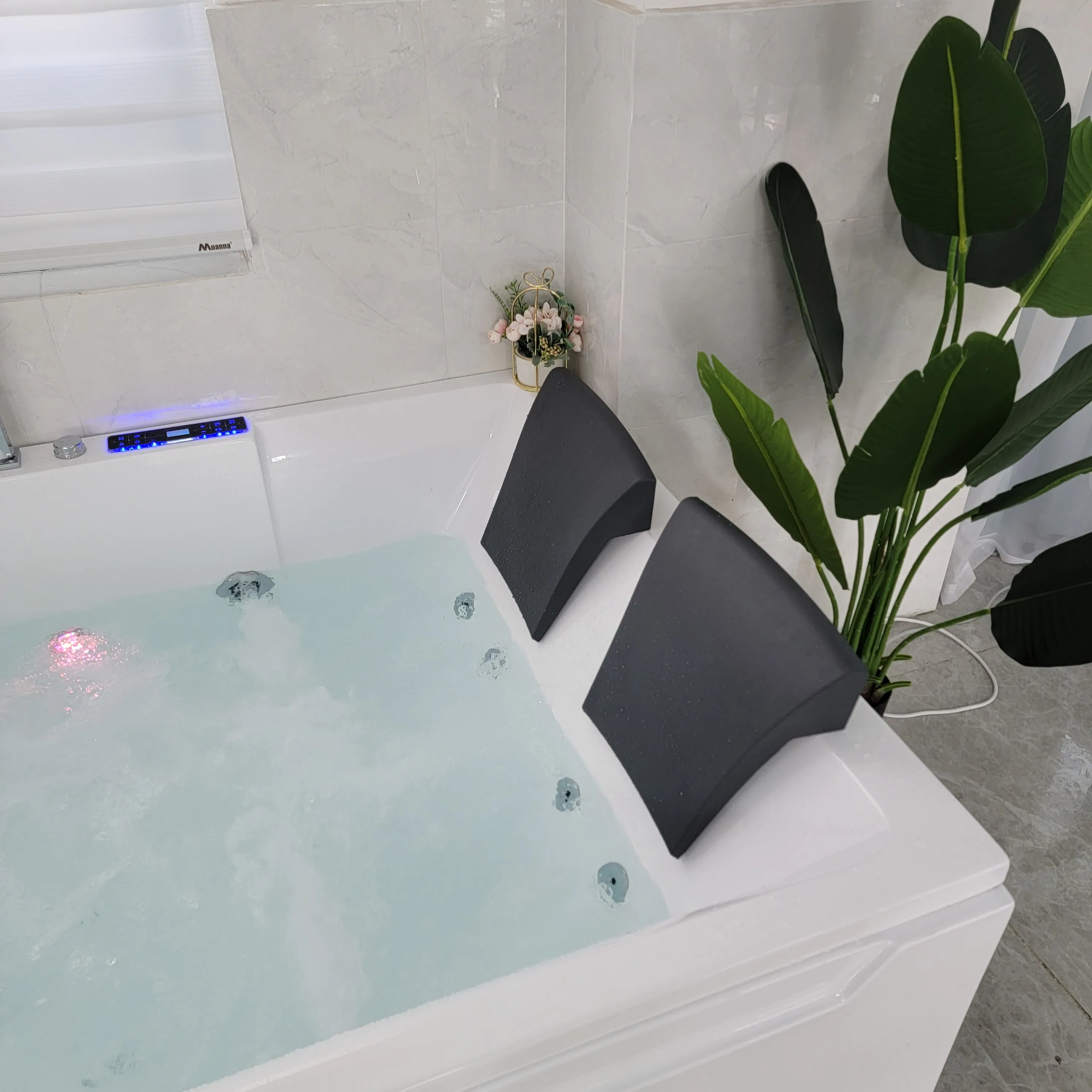LED jets 2 person spa rectangle large space whirlpool massage bathtub with FM radio