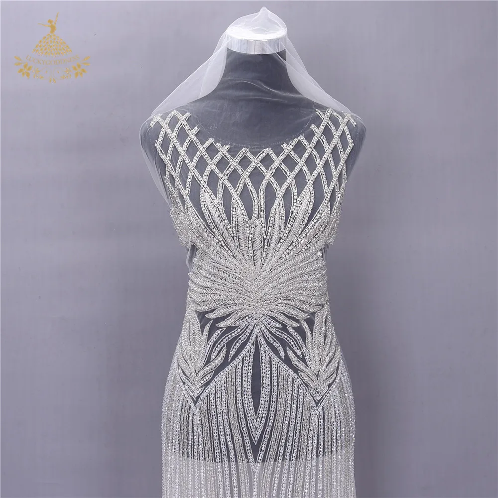 Свадебные Длинные нашивки со стразами Аппликация для свадебного платья