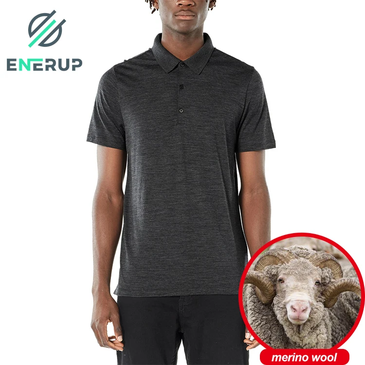 Enerup OEM/ODM Merino Wool Coolmax Golf Camisas Camisetas Antibacterial Anti-Odor Plus Size Polo Suit Tops T-Shirt