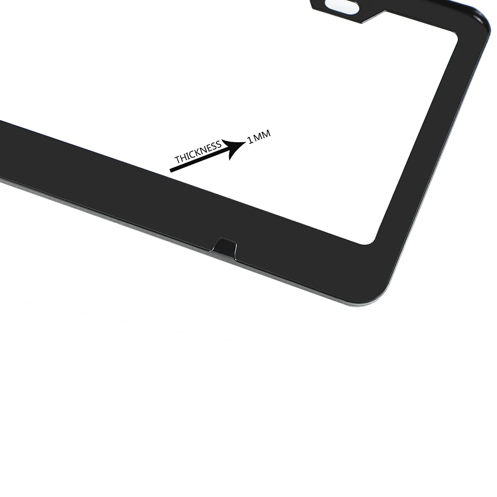 Solid Black License Plate Frame Covers Front and Back Car Plate Bracket Holders Rust-Proof Rattle-Proof Weather-Proof ( Black)