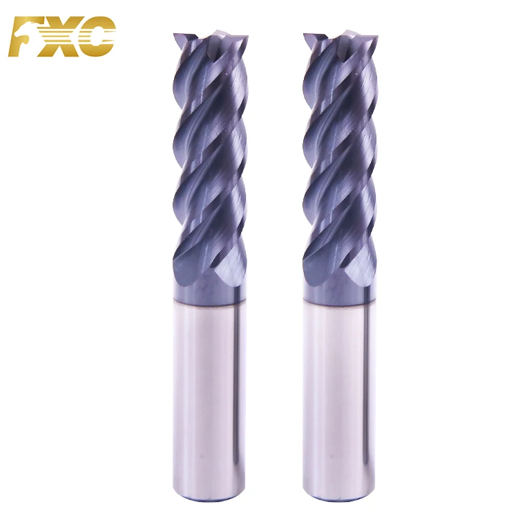 Cnc Cutting Tool End Mill HRC60 Carbide End mill 4 flute Tin Coating for steel