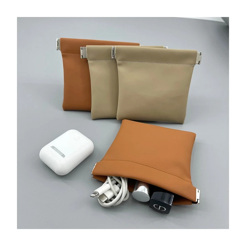 Multi-purpose Jewelry Bag Custom Logo Cosmetic Bags Small Makeup Earphone Case Pu Leather Toiletry Pouch Waterproof Storage Bag