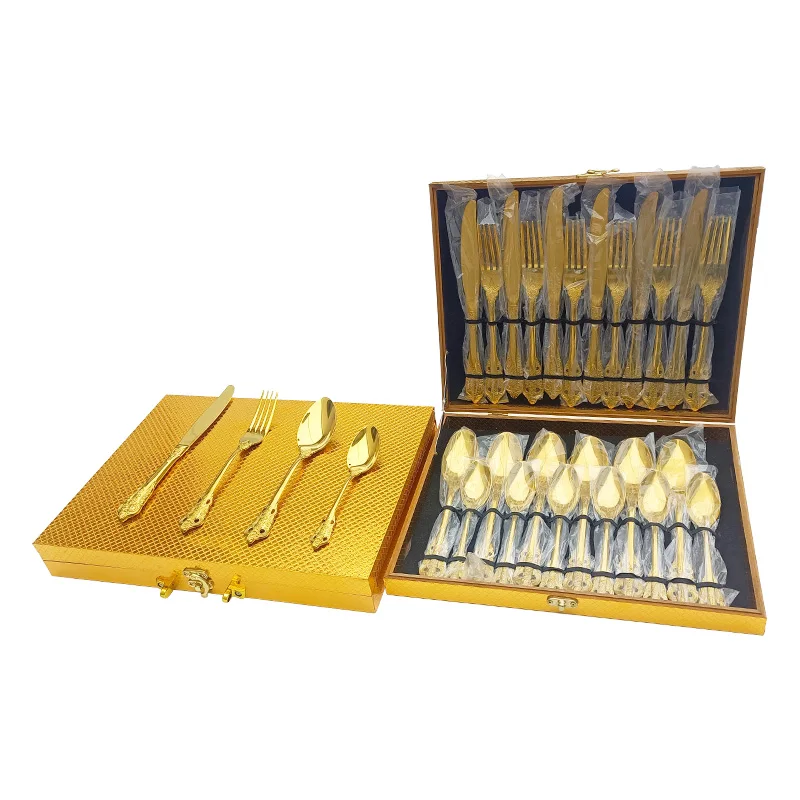 Wholesale premium Matt Finished Gold Plated Stainless Steel Cutlery Flatware Set from china factory