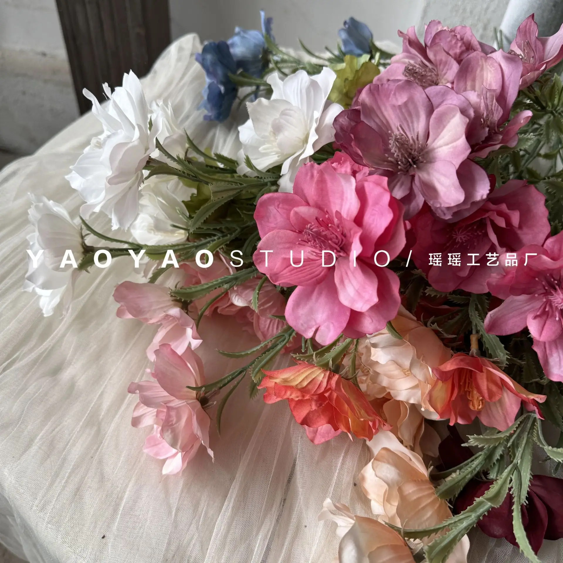 New 5-Head Daffodil Anemone Monet Window Simulation Flower Beautiful Chen Scenery for Wedding Hall or Wall Decoration