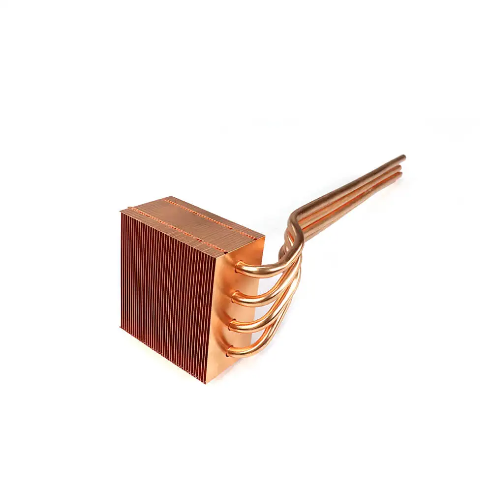 China Supply Skived Fin Zipper Bend Copper Heat Pipe Heat Sinks