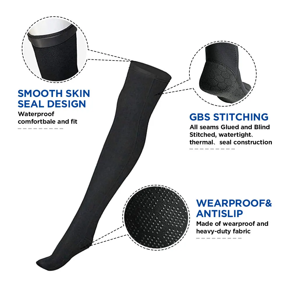 Premium Neoprene Woman Girl Long Stocking Non-Slip Thigh High Socks Underwater Diving Socks