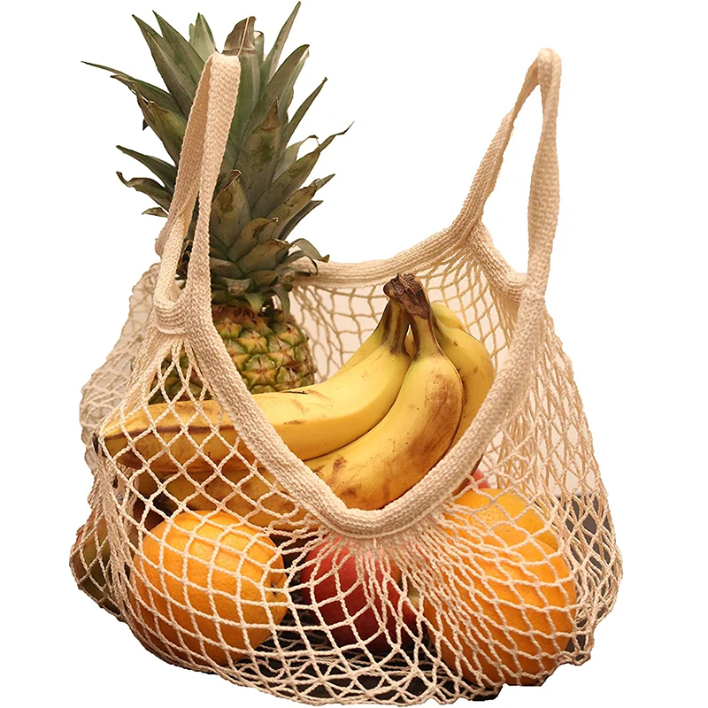 Eco Friendly Reusable Produce Net Bags Organic Cotton Mesh Toy Storage Bags In Stock