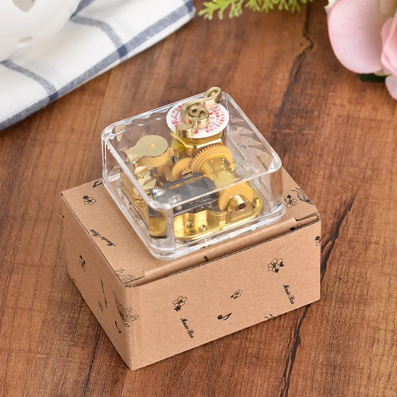 Acrylic Music Box Square  shape With Wind Up Mechanism