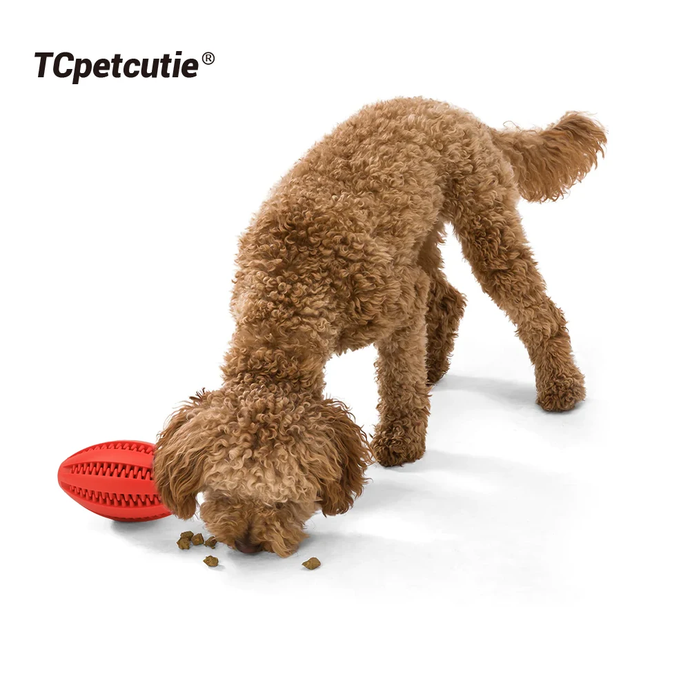 New Rubber Treat Rugby Oral Ball Tooth Cleaner Dog Cleaning Chew Toys Indestructible Pet Olive Dog Chew Ball