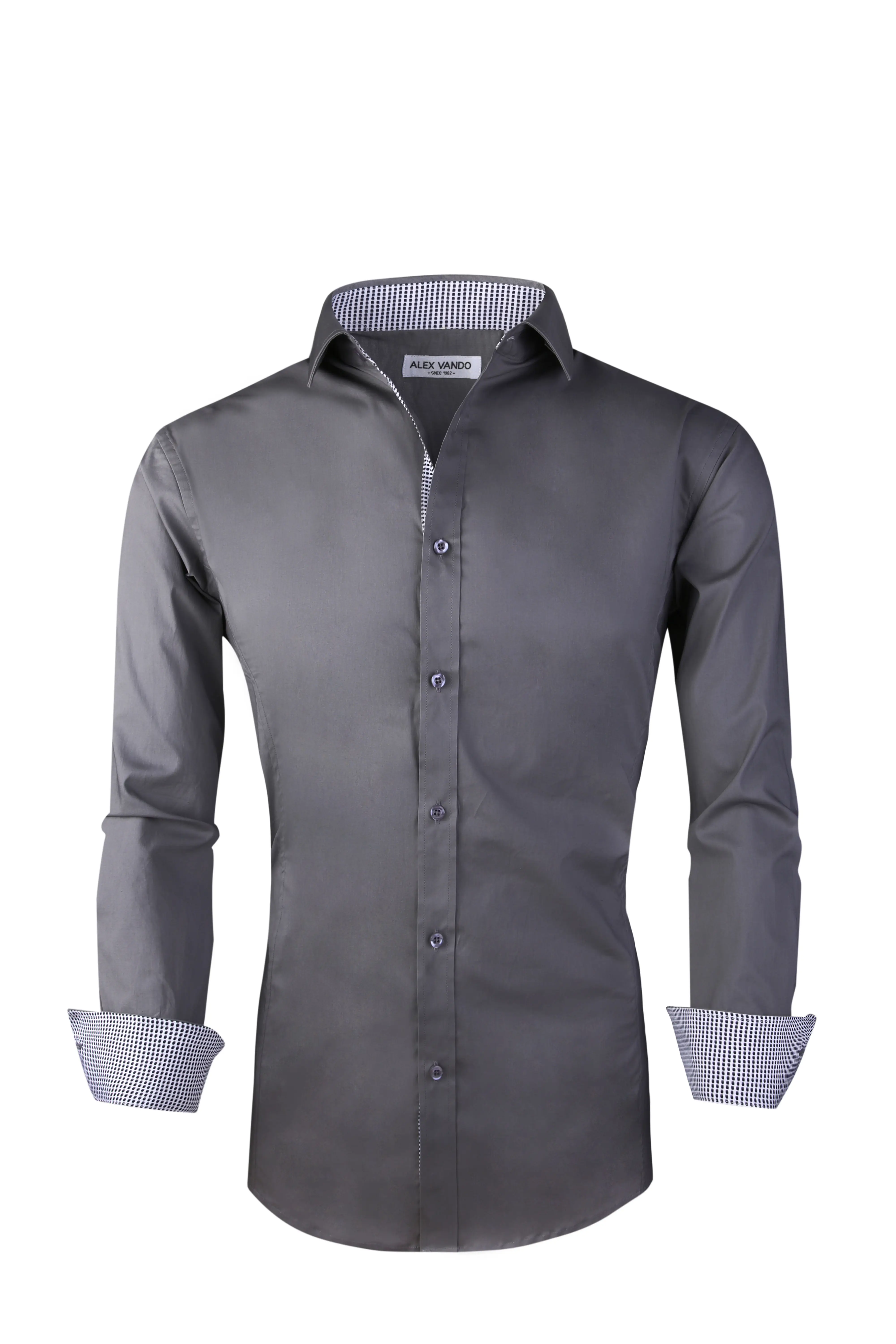 OEM/ODM camisa wholesale mens long sleeve solid color casual spread collar  white cotton and polyester shirts for men