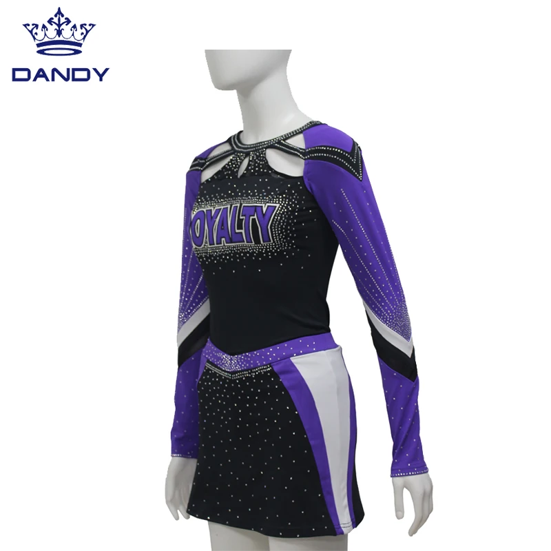 Custom cheerleading dance costume high quality AB crystal youth cheerleading uniform