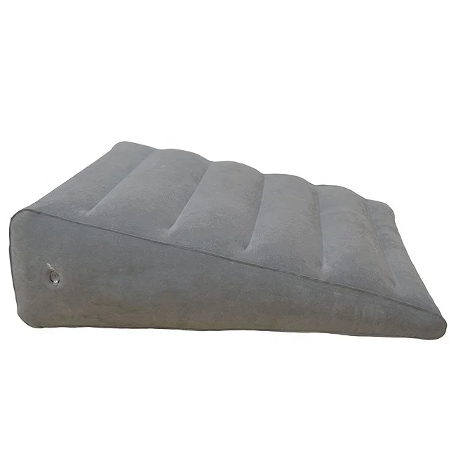 Flocking PVC back support inflatable pregnancy wedge pillow inflatable travel pillow for airplane