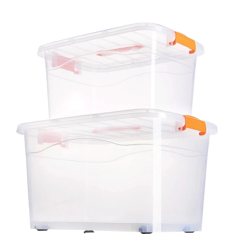 
Homeware Large Really Useful Heavy Duty Clear Plastic Transparent Storage Box Stackable Container with Locking Clip Lid & Wheels 