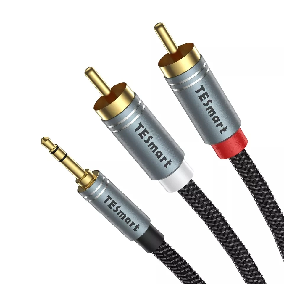Low Noise 3.5mm Mini Jack to Twin Male RCA Adapter Cord Audio Stereo Y SplitterCable 3.5mm AUX to 2 RCA Cable for Home Theater