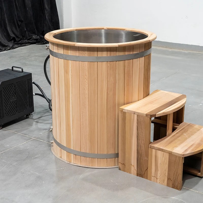 Smartmak Wooden Ice Bath Fitness Recovery Ice Pool Cold Plunge Tub with Water Chiller