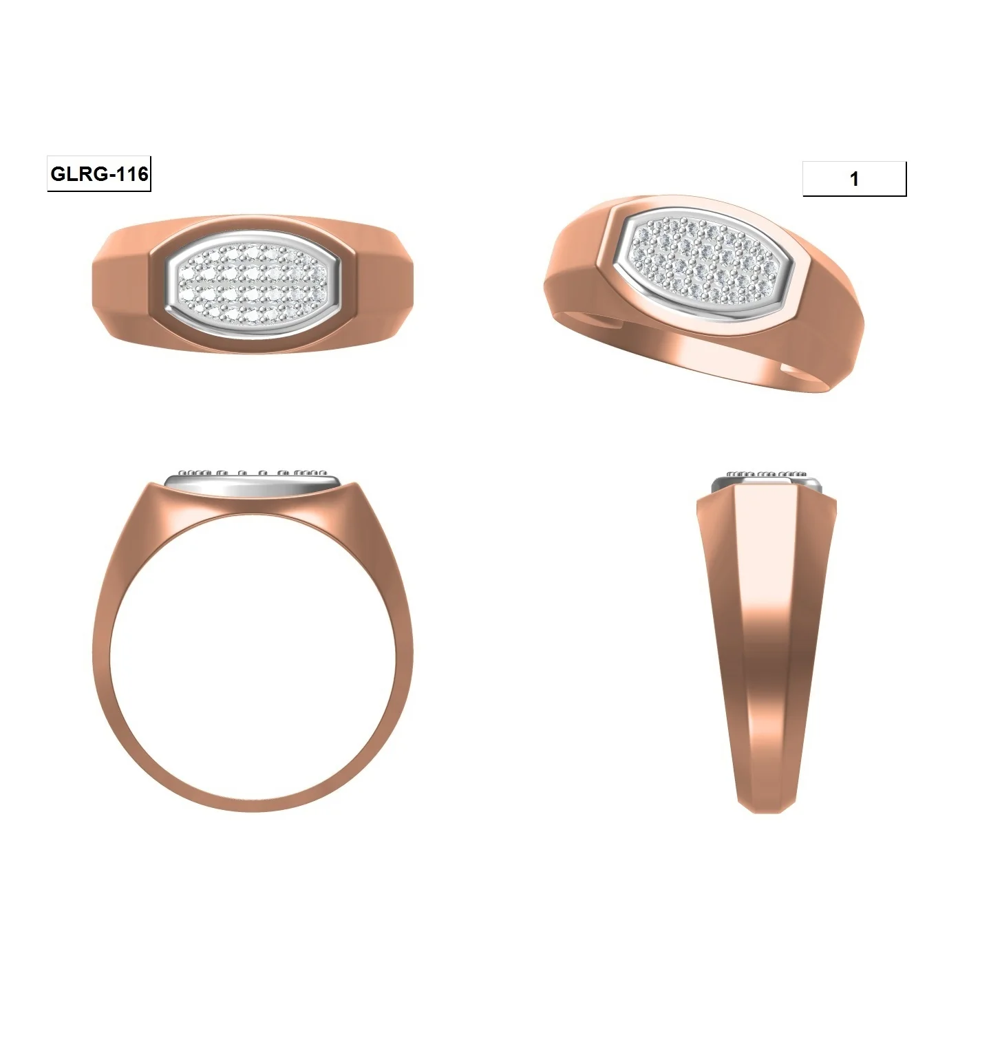 
Royal Jewellery Blanks 18K Gold 5 Gram Signet Rose Gold Ring Designs Collection For Men in Natural IGI Certified Diamond 