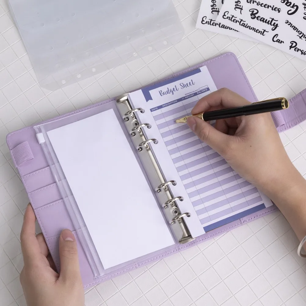 Органайзер для блокнота конверты наличных денег Кожаная Обложка канцелярские принадлежности бумажный наполнитель карт бюджетная этикетка наклейка