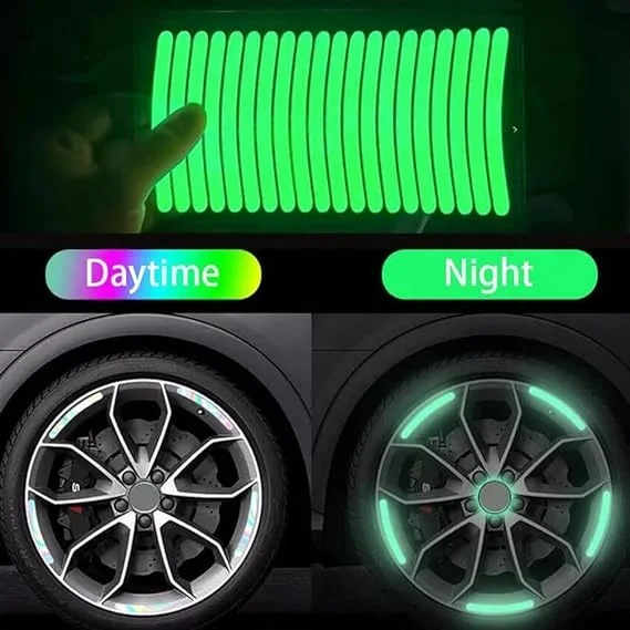 20pcs/set Luminous Car Glowing Wheel Hub Sticker Car Stripe Decals Stickers for Night Driving Car Wheel Hub Reflective Sticker